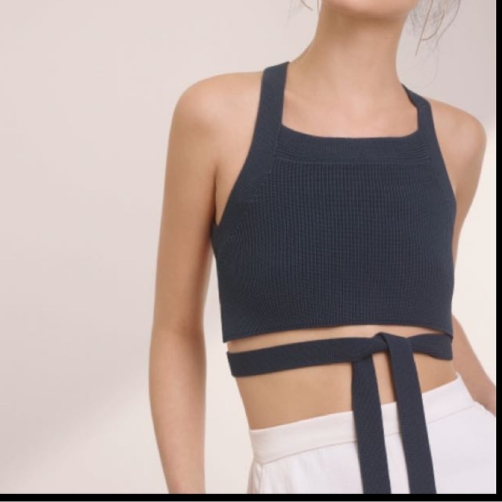 ARITZIA Wilfred Metallic Silver Cayenne Knit Top